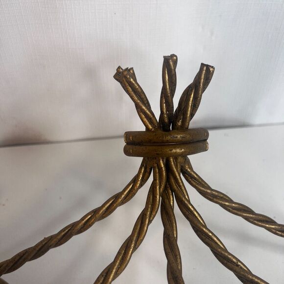Gold Brass Twisted Rope Wall Sconce Shelf BASE VTG Decorative Regency Victorian - Picture 5 of 7